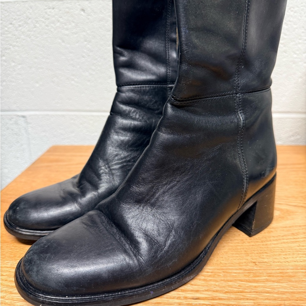 Vintage Coach Black Leather Women's Boots Made in Italy